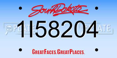 1I58204 South Dakota License Plate