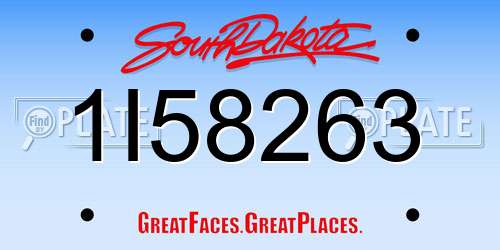 1I58263 South Dakota License Plate