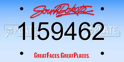 1I59462 South Dakota License Plate