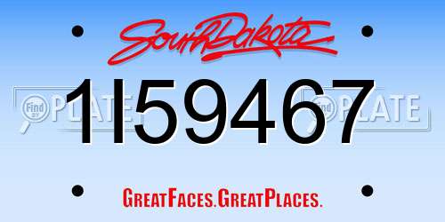 1I59467 South Dakota License Plate