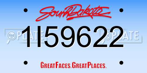 1I59622 South Dakota License Plate