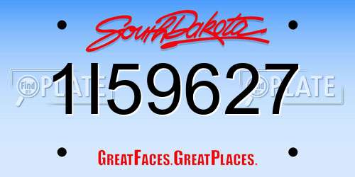 1I59627 South Dakota License Plate