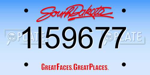 1I59677 South Dakota License Plate