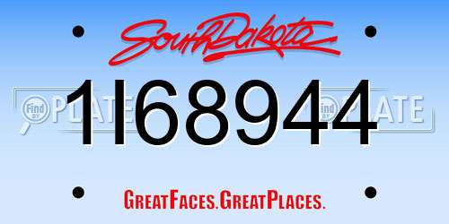 1I68944 South Dakota License Plate