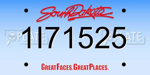 1I71525 South Dakota License Plate