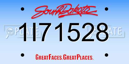 1I71528 South Dakota License Plate