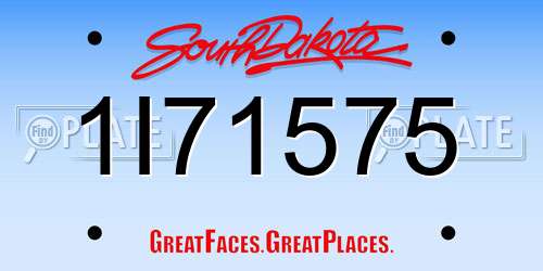 1I71575 South Dakota License Plate