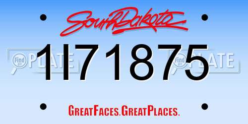 1I71875 South Dakota License Plate