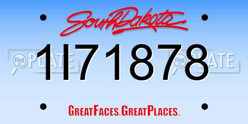 1I71878 South Dakota License Plate