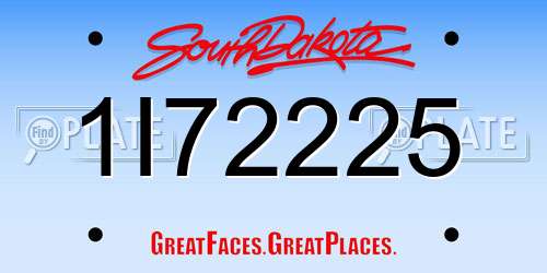 1I72225 South Dakota License Plate