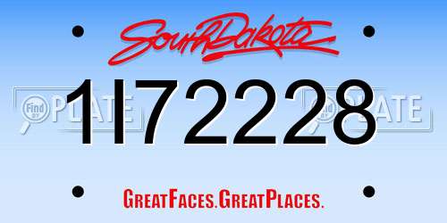 1I72228 South Dakota License Plate