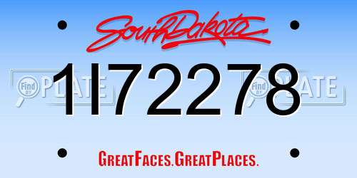 1I72278 South Dakota License Plate