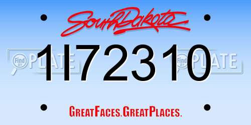 1I72310 South Dakota License Plate