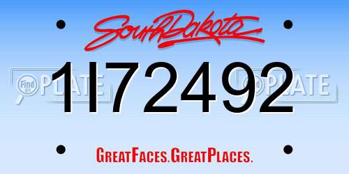 1I72492 South Dakota License Plate