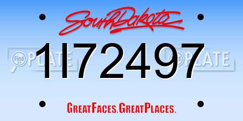 1I72497 South Dakota License Plate