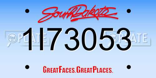 1I73053 South Dakota License Plate