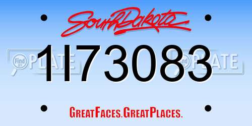 1I73083 South Dakota License Plate