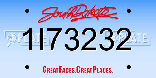 1I73232 South Dakota License Plate
