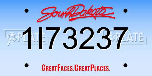 1I73237 South Dakota License Plate