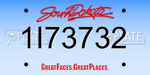 1I73732 South Dakota License Plate