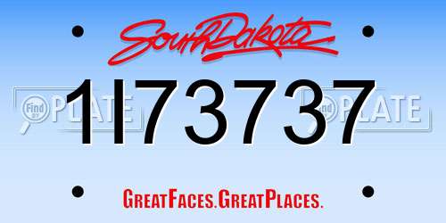 1I73737 South Dakota License Plate