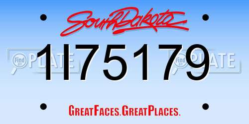 1I75179 South Dakota License Plate