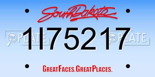 1I75217 South Dakota License Plate