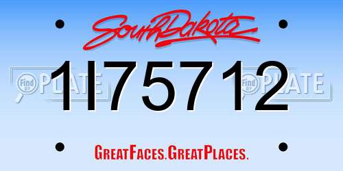 1I75712 South Dakota License Plate