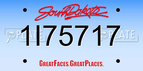 1I75717 South Dakota License Plate