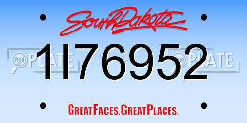 1I76952 South Dakota License Plate