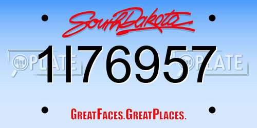 1I76957 South Dakota License Plate