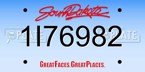 1I76982 South Dakota License Plate