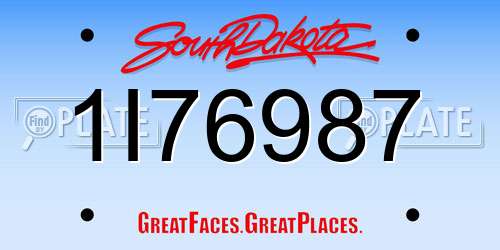 1I76987 South Dakota License Plate