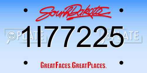 1I77225 South Dakota License Plate