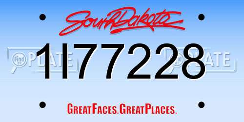 1I77228 South Dakota License Plate