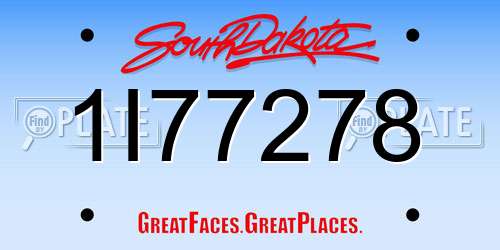 1I77278 South Dakota License Plate