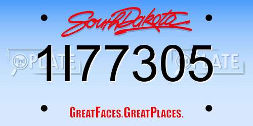 1I77305 South Dakota License Plate