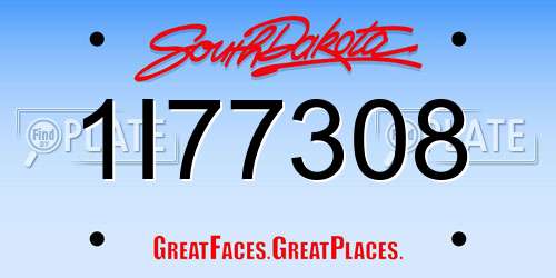 1I77308 South Dakota License Plate