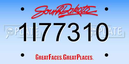 1I77310 South Dakota License Plate