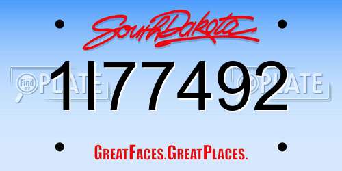 1I77492 South Dakota License Plate