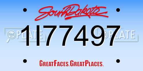1I77497 South Dakota License Plate