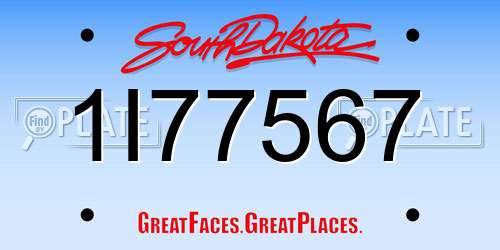 1I77567 South Dakota License Plate