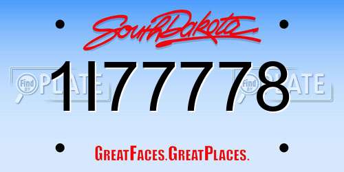 1I77778 South Dakota License Plate