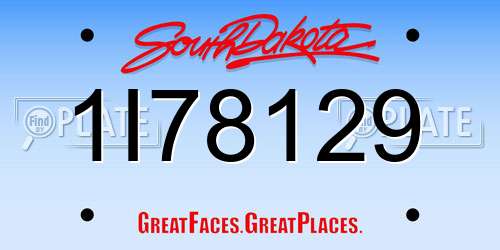 1I78129 South Dakota License Plate