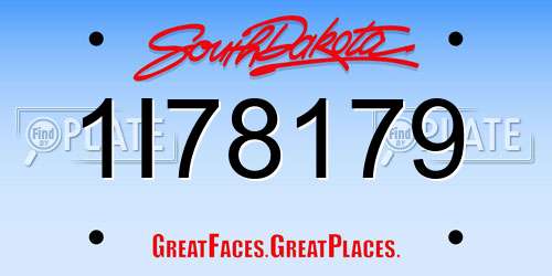 1I78179 South Dakota License Plate