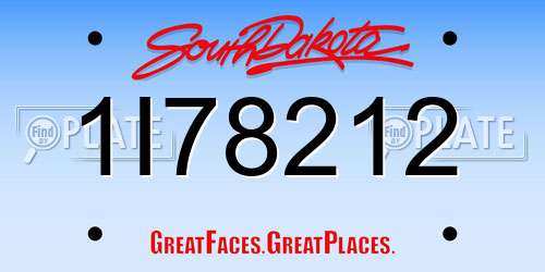 1I78212 South Dakota License Plate