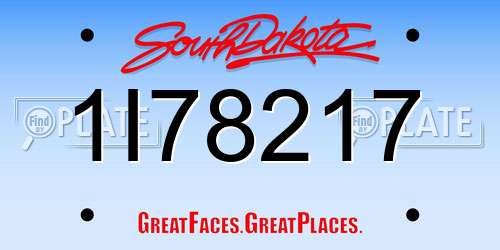 1I78217 South Dakota License Plate