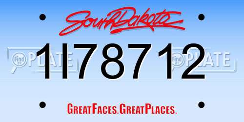 1I78712 South Dakota License Plate