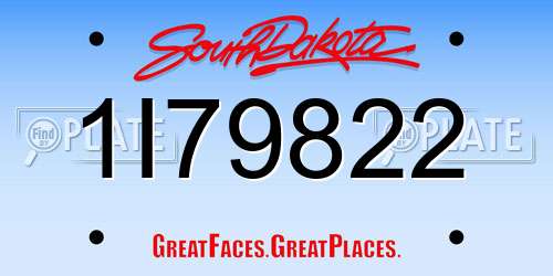 1I79822 South Dakota License Plate