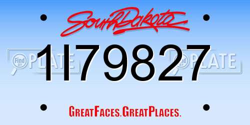1I79827 South Dakota License Plate